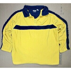 Vintage Sears Basic Concepts Sweater Pullover 1/4 Zip Yellow Blue Y2K Fleece XL